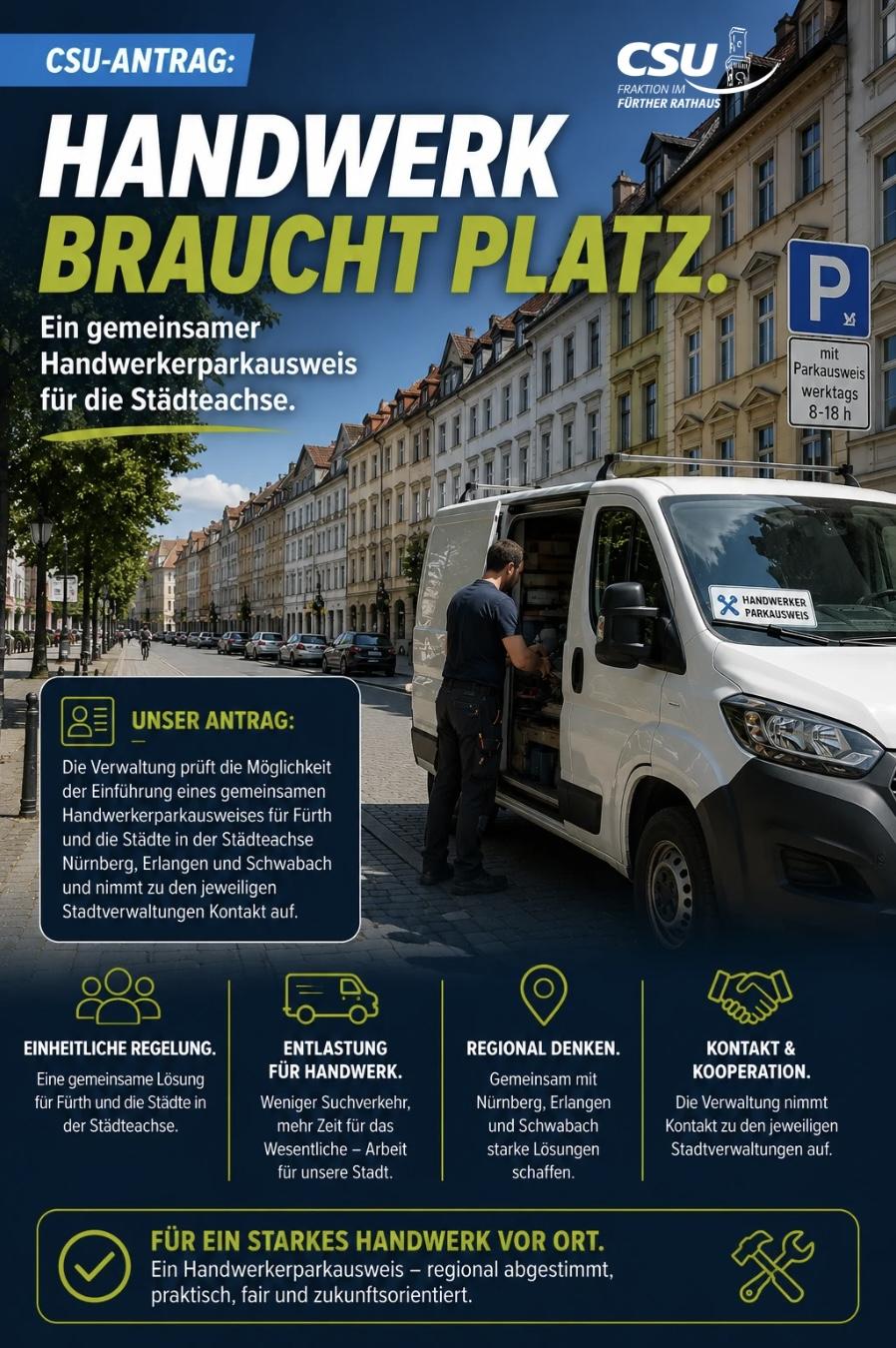 Handwerkerparkausweis für die Städteachse